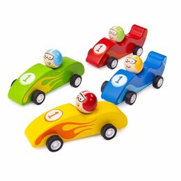Bigjigs Toys Barevné dřevěné závodní auto 1 ks