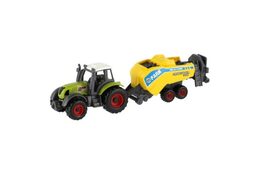 Traktor s přívěsem kov/plast 16cm na volný chod mix druhů v krabičce 21x8x5,5cm 12ks v boxu