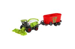 Traktor s přívěsem kov/plast 16cm na volný chod mix druhů v krabičce 21x8x5,5cm 12ks v boxu