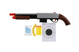 Brokovnice/puška 46cm plast + vodní kuličky 6mm,pěnové náboje, gumové kul. v krabici 49x14x4cm