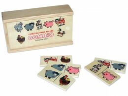Domino zvířátka pana Müllera společenská hra dřevo 28ks v dřevěné krabičce 16x9x