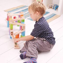 Bigjigs Toys Dřevěná kuličková dráha barevná - poškozený obal