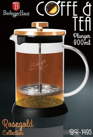 BERLINGERHAUS Konvička na čaj a kávu French Press 800 ml Rosegold Metallic Line BH-1495