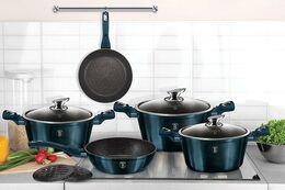 BERLINGERHAUS Sada nádobí s mramorovým povrchem 10 ks Aquamarine Metallic Line BH-1884