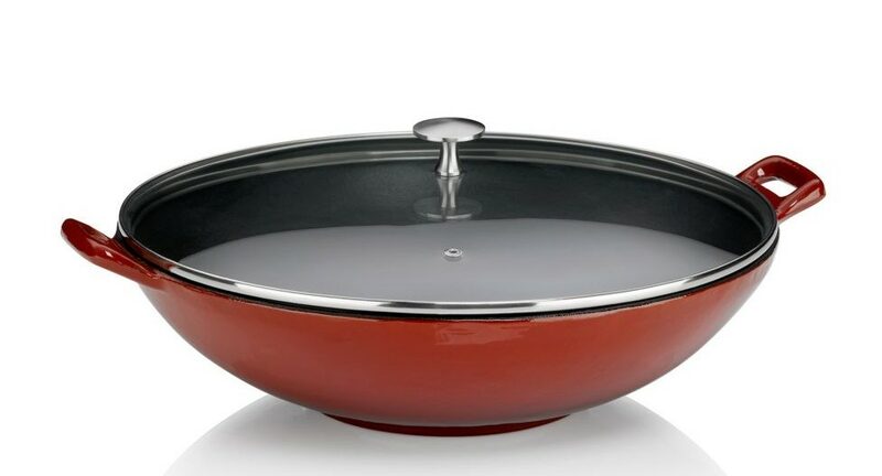 KELA Wok litinový s poklicí CALIDO 36 cm červená KL-11947