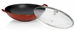KELA Wok litinový s poklicí CALIDO 36 cm červená KL-11947