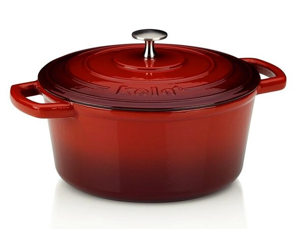KELA Pekáč litinový s poklicí CALIDO 24 cm červená KL-11941