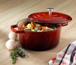 KELA Pekáč litinový s poklicí CALIDO 24 cm červená KL-11941