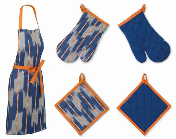 KELA Sada kuchyňského textilu ETHNO modrá 3 ks, 100% bavlna KL-12440442444