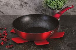 BERLINGERHAUS Pánev WOK s poklicí s mramorovým povrchem 28 cm Burgundy Metallic Line BH-1265