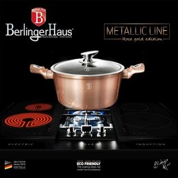 BERLINGERHAUS Kastrol s mramorovým povrchem a poklicí 28 cm Rosegold Metallic Line BH-1516