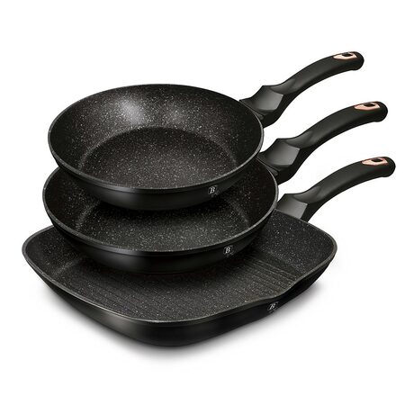 BERLINGERHAUS Sada pánví s mramorovým povrchem 3 ks Black Rose Collection BH-6156