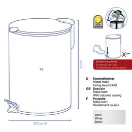 KELA Kosmetický koš 5 l MATS bílá KL-23701