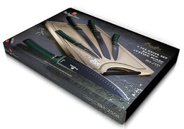 BERLINGERHAUS Sada nožů s nepřilnavým povrchem + prkénko 6 ks Emerald Collection BH-2551