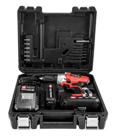 PRAKTIK-TOOLS AKU Vrtačka 18V + nabíječka a 2 baterie 1,5Ah Q-LINE FLEXPOWER PT-PTQ018