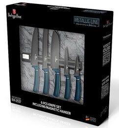 BERLINGERHAUS Sada nožů s magnetickým držákem 6 ks Aquamarine Metallic Line BH-2537