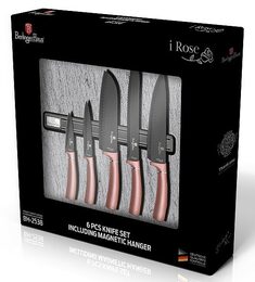 BERLINGERHAUS Sada nožů s magnetickým držákem 6 ks I-Rose Edition BH-2538