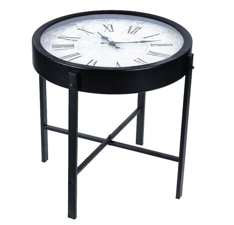 HOMESTYLING Konferenční stolek s hodinami HOMESTYLING 40 x 40 cm bílý ciferník KO-HZ1300620