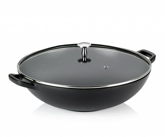 KELA Wok litinový s poklicí CALIDO 36 cm černá KL-12475