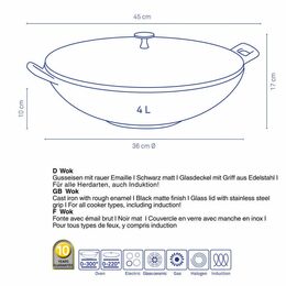 KELA Wok litinový s poklicí CALIDO 36 cm černá KL-12475
