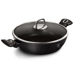 BERLINGERHAUS Pánev WOK s poklicí a mramorovým povrchem 30 cm Black Silver Collection BH-7113