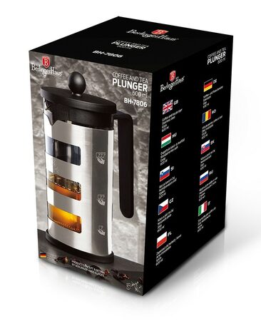 BERLINGERHAUS Konvice na čaj a kávu french press 600 ml Black Silver Collection BH-7806