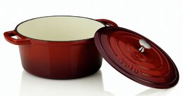 KELA Pekáč litinový s poklicí CALIDO 26 cm červená KL-11948