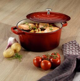 KELA Pekáč litinový s poklicí CALIDO 26 cm červená KL-11948