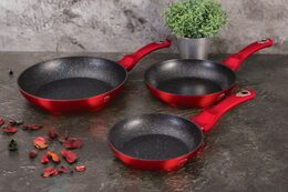 BERLINGERHAUS Sada pánví s mramorovým povrchem 3 ks Burgundy Metallic Line BH-1288