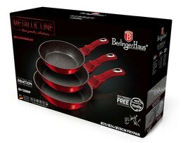 BERLINGERHAUS Sada pánví s mramorovým povrchem 3 ks Burgundy Metallic Line BH-1288