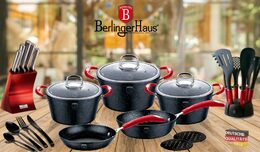 BERLINGERHAUS Sada nádobí s mramorovým povrchem 10 ks Black Stone Touch Line BH-1166