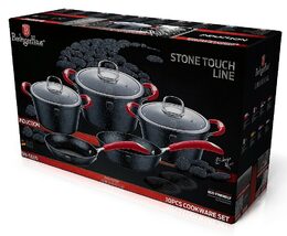 BERLINGERHAUS Sada nádobí s mramorovým povrchem 10 ks Black Stone Touch Line BH-1166