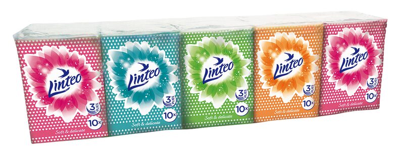 Kapesníčky Linteo Mini, 10x10ks, bílé, 3-vrstvé