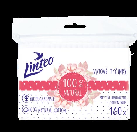 Vatové tyčinky Linteo 160 ks v sáčku, 100% cotton