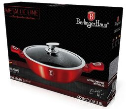 Pekáč Berlingerhaus kulatý s mramorovým povrchem a poklicí 28 cm Burgundy Metallic Line BH-1263