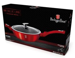 Pánev Berlingerhaus hluboká s mramorovým povrchem a poklicí 32 cm Burgundy Metallic Line