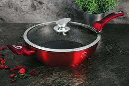 Pánev Berlingerhaus hluboká s mramorovým povrchem a poklicí 32 cm Burgundy Metallic Line