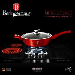 Pánev Berlingerhaus hluboká s mramorovým povrchem a poklicí 32 cm Burgundy Metallic Line