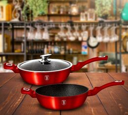 Pánev Berlingerhaus hluboká s mramorovým povrchem a poklicí 32 cm Burgundy Metallic Line
