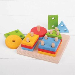 Hračka Bigjigs Toys Baby Nasazování barevných tvarů na tyče