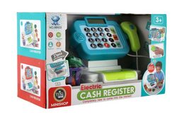 Pokladna digitální plast 16x17cm s doplňky na baterie se světlem, zvukem 2 barvy v krabici 33x20x15