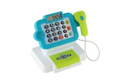 Pokladna digitální plast 16x17cm s doplňky na baterie se světlem, zvukem 2 barvy v krabici 33x20x15