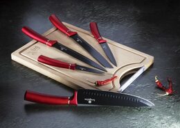 BERLINGERHAUS Sada nožů s nepřilnavým povrchem + prkénko 6 ks Burgundy Line BH-2552