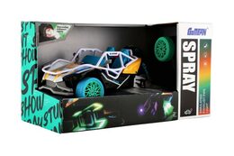 Auto RC/tříkolka vypouštějící páru plast 25cm 2,4GHz se světlem, zvukem 2 barvy v krabici 34x19x17cm