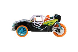 Auto RC/tříkolka vypouštějící páru plast 25cm 2,4GHz se světlem, zvukem 2 barvy v krabici 34x19x17cm