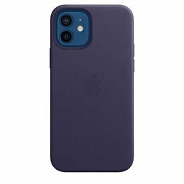 Kryt Apple kožený s MagSafe pro iPhone 12 a 12 Pro - tmavě fialový