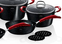 BERLINGERHAUS Sada nádobí s mramorovým povrchem 10 ks Black Stone Touch Line BH-1166