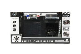 Teddies Garáž policie/swat + auto 15 cm na baterie se světlem se  zvukem v krabici 37x20x24,5cm