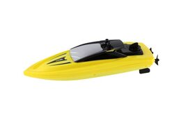 Motorový člun/loď do vody RC plast 22cm žlutý na baterie+dob. pack+USB 2,4Ghz v krabici 29x22x9cm