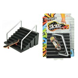 Skateboard prstový se schůdky a zábradlím plast na kartě
